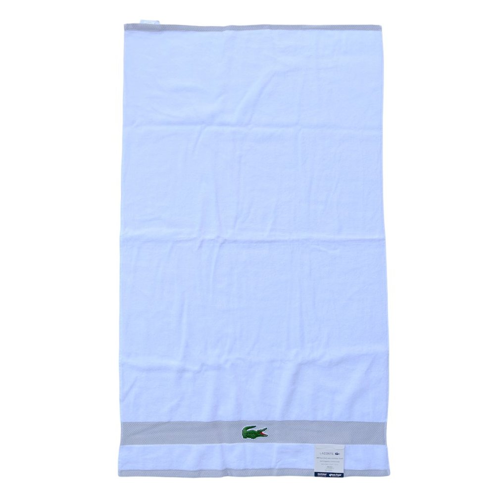 LACOSTE HOME White Heritage Anti-Microbial Supima Cotton Bath Towel, 30" x 52"